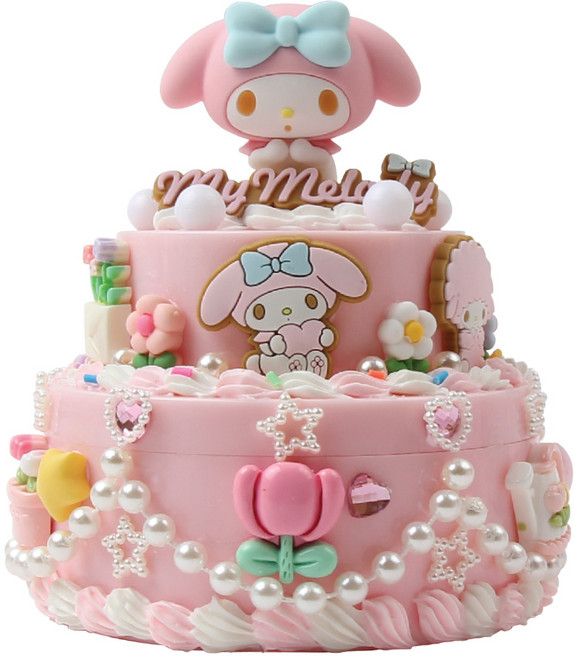 산리오 마이멜로디 보석함 무드등 꾸미기 키트 2단 정리함, 1개