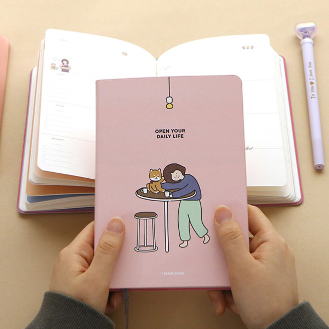 (B급상품 표지바램) 핑크풋 보리 만년 다이어리 일기장 12개월, 핑크, 없음