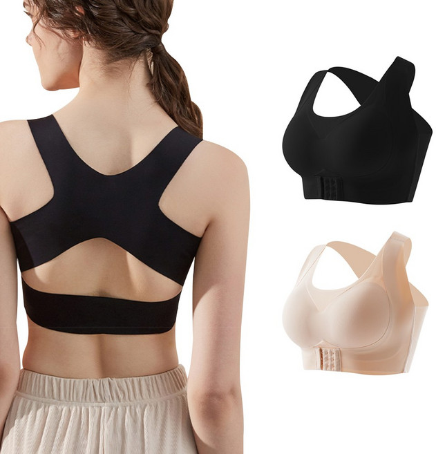 데일리프렌즈 자세교정 브라 심리스 라운드숄더 굽은 어깨 등 보정 X자 밴드