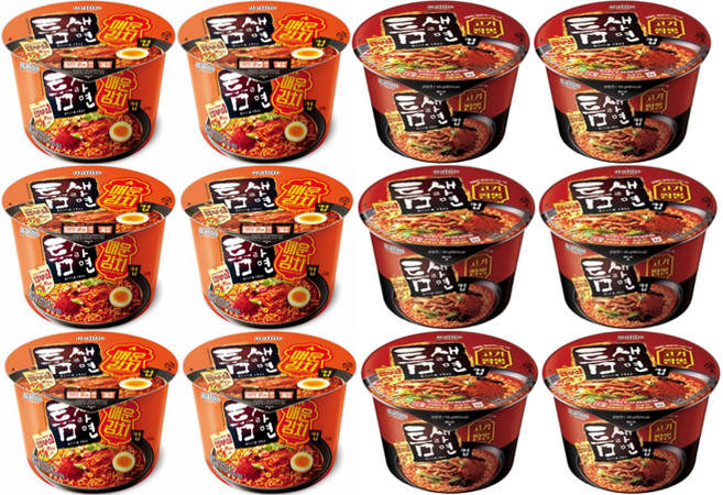 팔도 틈새라면 큰컵 세트[고기짬뽕 + 매운김치], 12개