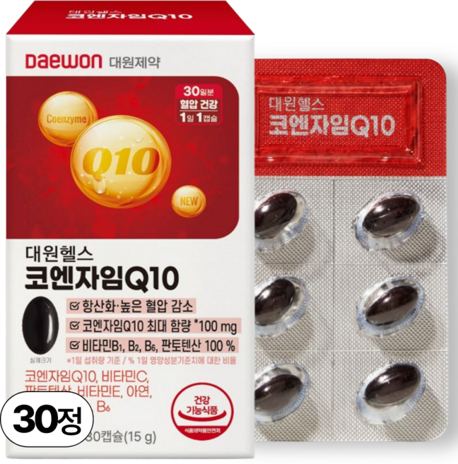 대원제약 코큐텐 코엔자임Q10 100mg (혈압 감소 항산화 영양제)/1개월분, 1박스, 30정