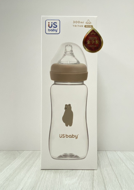 US baby 優生寬口徑 TRITAN 奶瓶 300ml 安全無毒, 棕熊, 1個