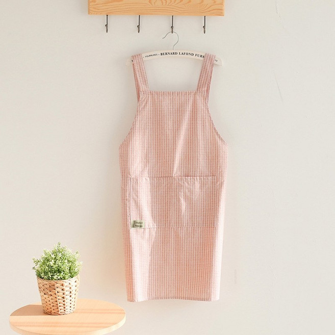 쿵샵 모던 스트라이프 H형 앞치마, 1개, 핑크