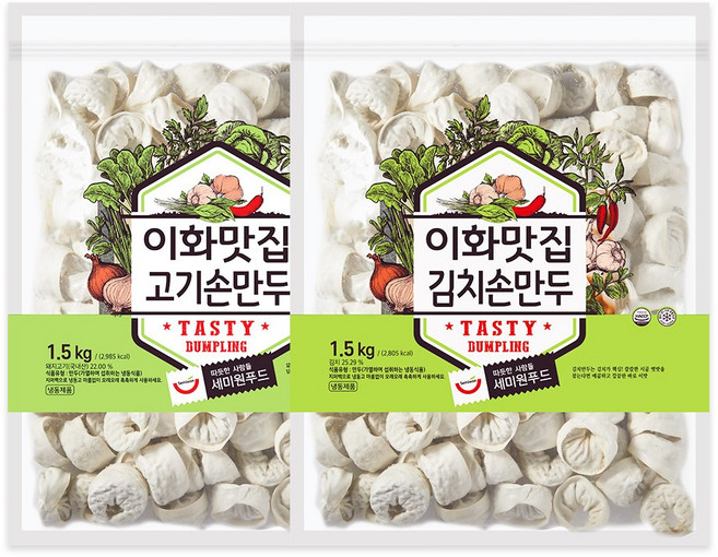 이화맛집고기손만두 1.5kg + 이화맛집김치손만두 1.5kg, 2개