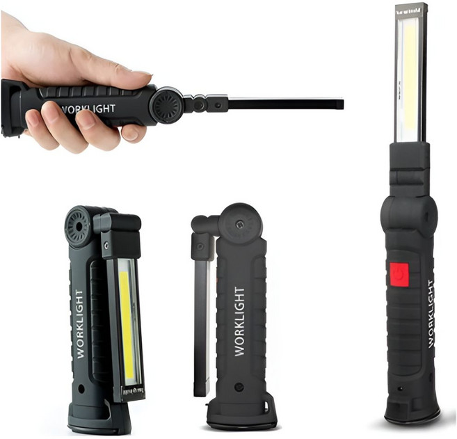 COB 칩 LED 충전식 손전등 후레쉬 캠핑 랜턴 작업등, 1개