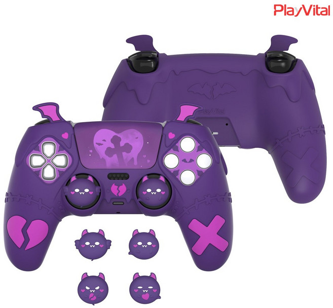 듀얼센스 커버 Playvital 큐티데몬 케이스, 퍼플(GTKPFP002)