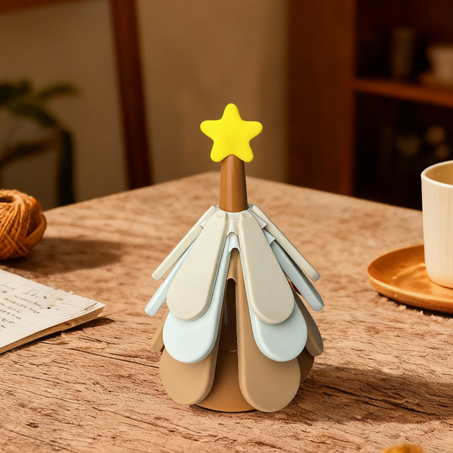 ZOZI 스탠딩 트리 실리콘 냄비 받침, 1개, 베이지