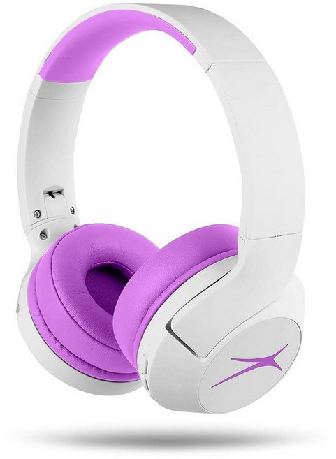 Altec Lansing Kid Safe 노이즈 캔슬링 무선 헤드폰 15H 배터리 85dB 볼륨 제한 접이식 디자인 강력한 사운드 액티브 노이즈 캔슬링 만 7세 이상, 퍼플