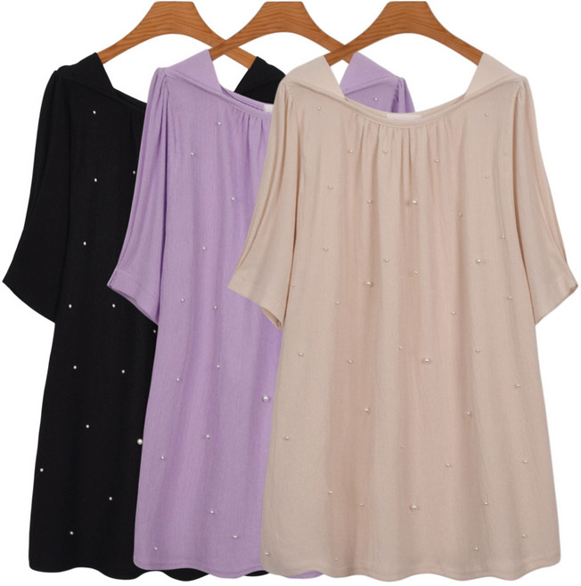 마마걸 쿨링진주T 빅사이즈여성의류 쿨티셔츠 여름반팔T 큰사이즈 중년여성티 엄마옷 마담의류 쿨티셔츠 88사이즈 빅사이즈예쁜옷 중년여성티셔츠