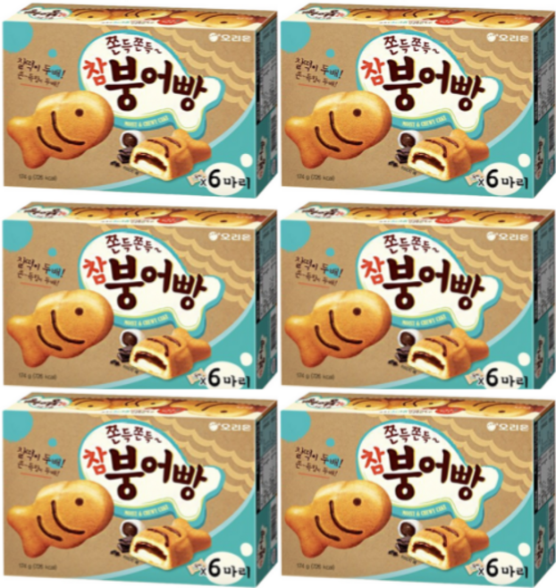 오리온 쫀득쫀득 참붕어빵, 174g, 6개
