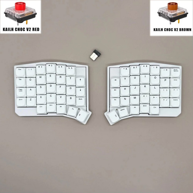 SOFLE 로우 프로파일 스플릿 키트 게이머 키보드 무선 기계식 스왑 PC 지원 4G 인체공학적 VIAL 선물, No Switch Keycaps, White