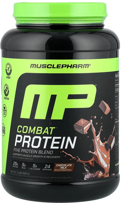 MusclePharm Combat® 단백질 분말 초콜릿 우유 900g(2lbs) MusclePharm (머슬팜), MusclePharm, Combat® 단백질 분말,, 900g, 1개 - 쿠팡