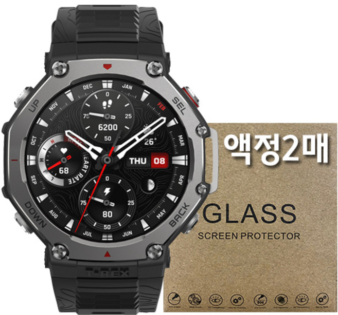 어메이즈핏 티렉스3 블랙+액정강화필름 2매입 SET 국내정품 국내AS 하이록스 트레일러닝 프리다이빙 헬스 운동 러닝 스마트워치, GPS + 블루투스, 3.81cm, (SET)티렉스3 오닉스블랙+액정필름2매