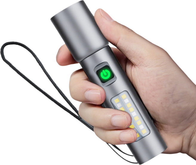 Ramswan 초강력 led 손전등 휴대용 led 랜턴 줌라이트, 실버, 1개