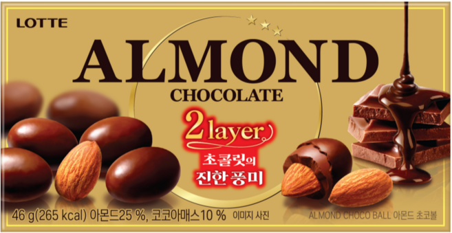 롯데웰푸드 아몬드 초코볼, 46g, 3개
