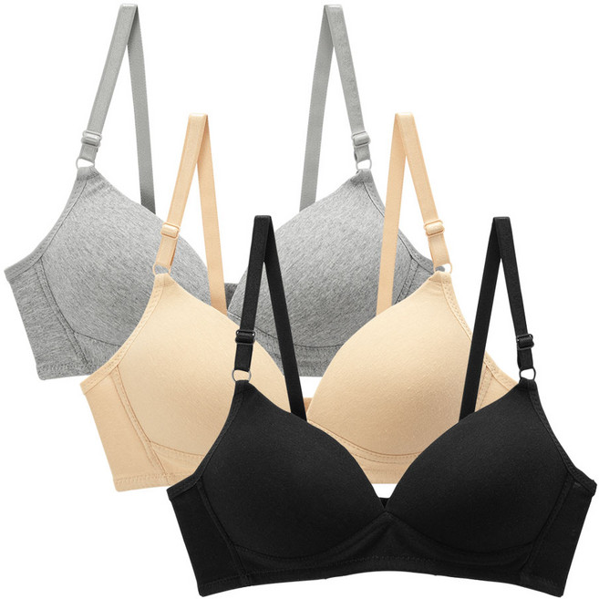 속맘 숨쉬는노와이어 브라 3매세트 저중심 여성브라 브래지어