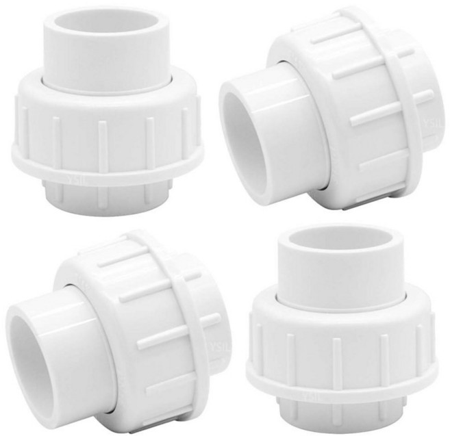 YSIL 1.3cm(1/2인치) PVC 유니온 커플링 파이프 피팅 소켓 6팩 가구 등급 스케줄 40 어댑터 EPDM O링 포함 화이트, 1 Inch