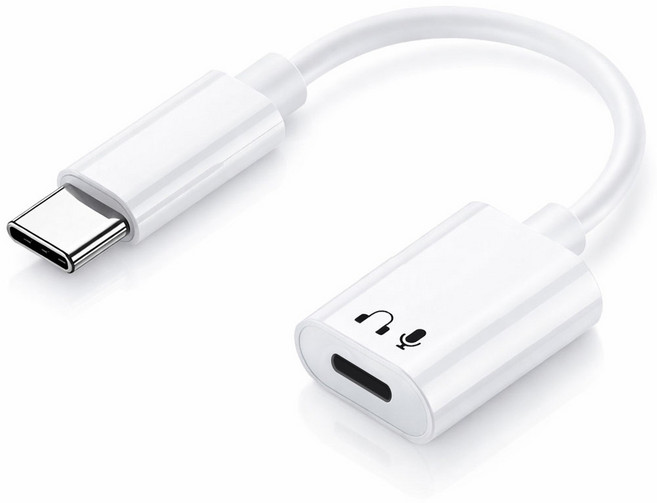 C타입 to iOS 8핀 오디오 마이크 동시지원 어댑터, 1개, 화이트, 0.12m