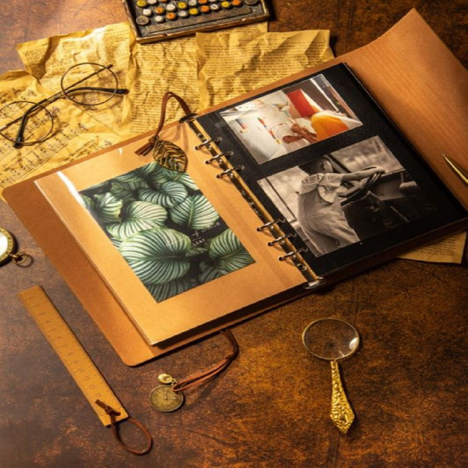 감성 포토북 사진집 포토인생 네컷앨범 초음파 아기 성장 커플 접착식 가죽 바인더 고급 컬러, 상품선택, 그레이