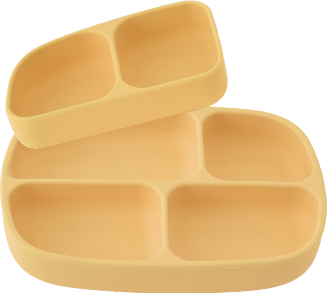 [국내생산] 아이냠 실리콘 흡착식판 + 디바이더 세트 / 4구 5구 6구 호환, 옐로우, 1개