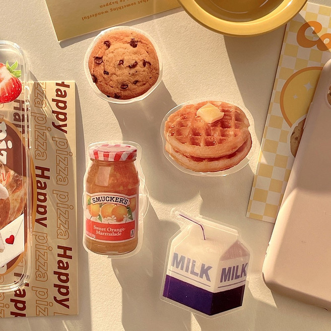 스윗디저트 재밌는 귀여운 아이폰 갤럭시 핸드폰 거치 스마트톡 그립톡, 와플, 1개