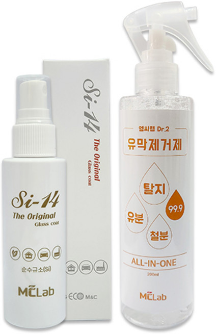 엠씨랩 셀프 세차 용품 자동차 유리막 코팅 워터스팟 날파리 방지 코팅제 유막제거제 세트, 1개