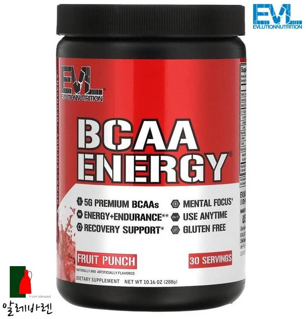 EVLution Nutrition BCAA 에너지 프루츠 펀치 288g 10.16oz, 1개 - 쿠팡