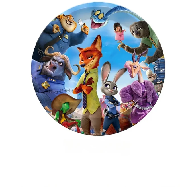 주토피아 2 테마 파티 장식 접시 테이블보 케이크 토퍼 배너 컵 생일 크리스마스 어린이 용품, 11 10pcs 7inch Plates-2