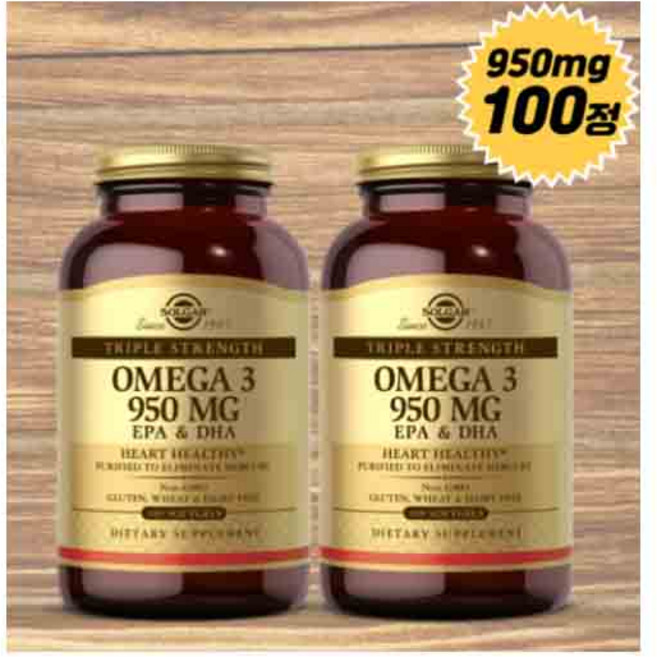 Solgar 솔가 트리플 스트랭스 알티지 rtg 오메가3 피쉬오일 EPA DHA, 100정, 2개