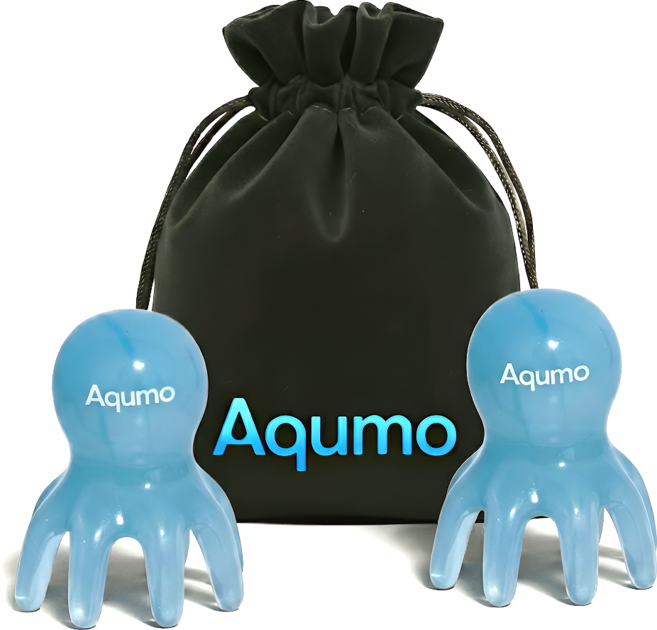 Aqumo 문어 두피 괄사 마사지기, 블루, 1세트