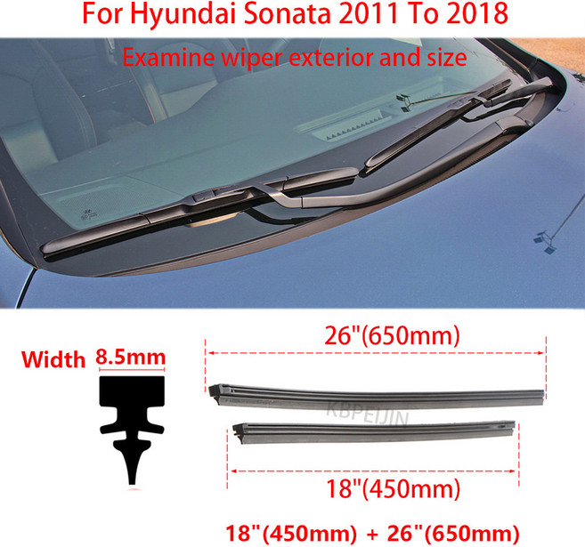 스트립 2021 현대 호환 와이퍼 2019 액세서리 18 세트 리필 26 블레이드 고무 자동차 소나타 2017 2016, 18 and 26 2