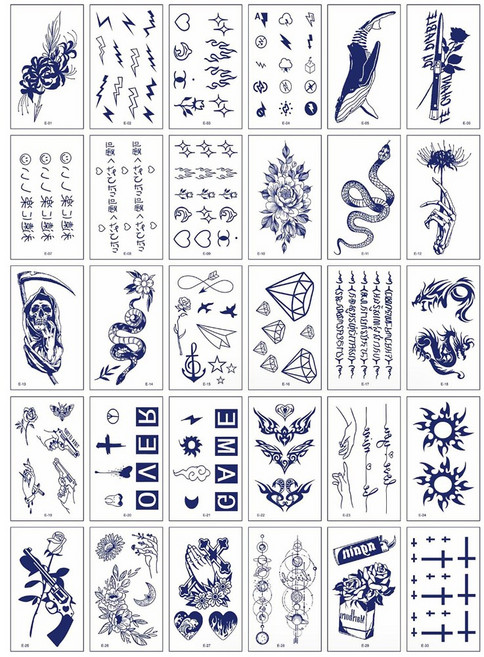 (30장세트)RT02 오래가는 반영구 리얼 타투 레터링 방수 문신 타투스티커, 1개, RT02-E30