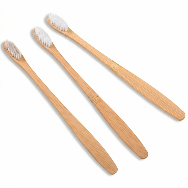 이븐스 자연으로 대나무 칫솔 제로웨이스트 공용, 대나무 흰둥이, 1세트, 10개입