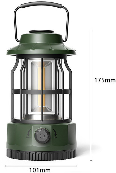 復古充電露營燈 戶外帳篷燈 手提野營燈, L801B綠色 電池款 101*175mm, 1個