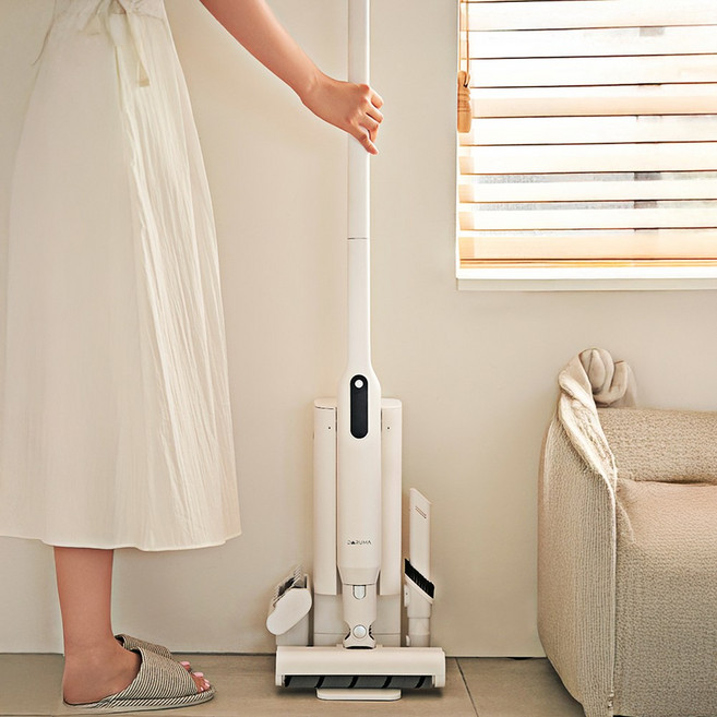 다루마 자동먼지비움 무선 청소기 클린스테이션 초경량 강력흡입 먼지비움청소기, 화이트, DVC-820