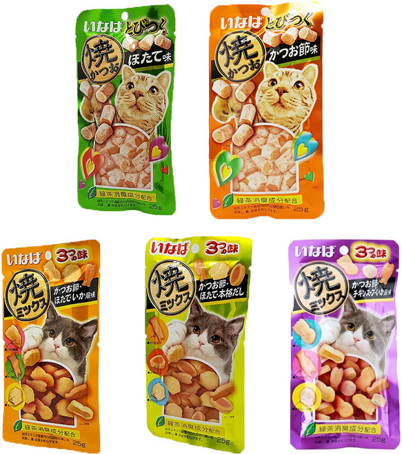 이나바 야끼믹스 고양이 마약간식 5종 세트, 1세트, 닭고기&조갯살 216번 5개