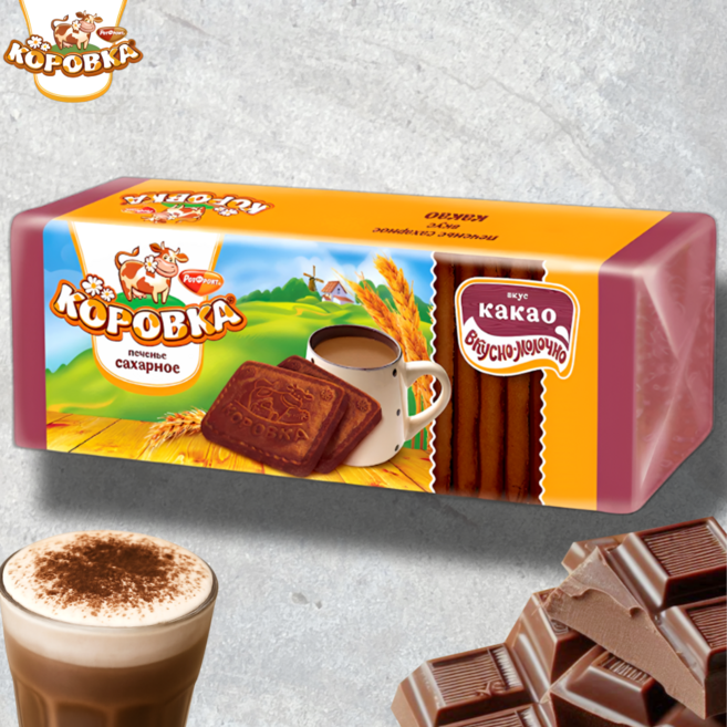 코로브카 코코아맛 비스킷 쿠키 러시아 간식, 1개, 375g