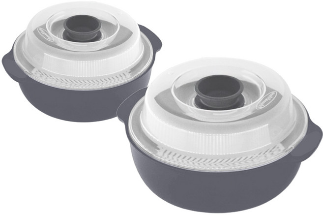 생활엔 전자렌지찜기 소550ml+중1.2L 2종, 그레이, 1세트