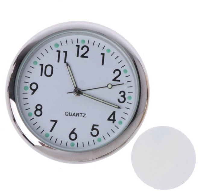 유니버설 자동차 시계 스틱 온 전자 시계 대시보드 야광 장식, 하얀색, 1개