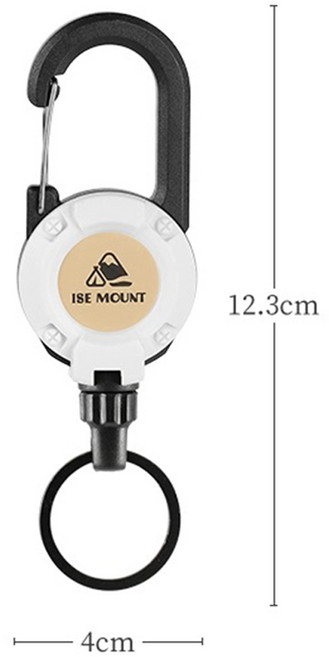 OFFCURVE 아웃도어 분실방지 신축형 텔레스코픽 클립 - 접이식 키홀더 & 손목스트랩 3종 (낚시/등산/캠핑 겸용), 화이트, 1개