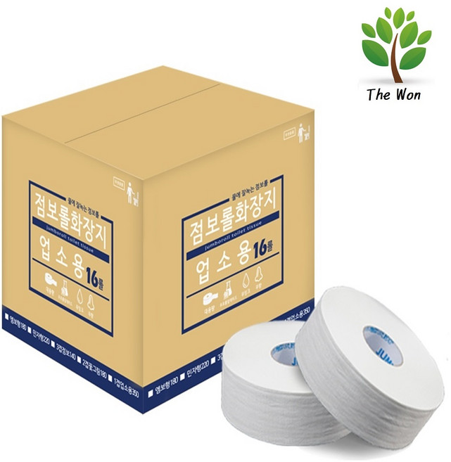 더원페이퍼 공장출고 단단한 2겹 엠보 업소용 170M 점보롤 화장지/ 업소용 휴지 1박스16롤, 16개, 1롤
