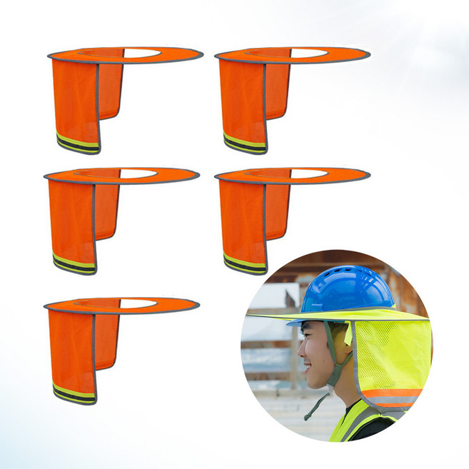 안전모 다용도 썬캡 햇빛가리개 공사판 자외선 햇빛 차단막 차광 그늘막 5개세트, 1세트, 주황