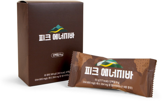 피크에너지바 EAA함유 저당 에너지바 초콜릿 브라우니맛, 6개, 50g