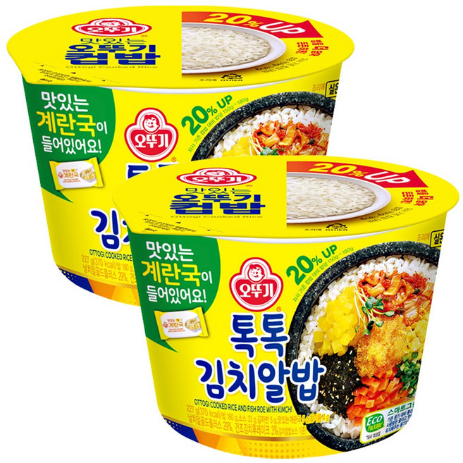 오뚜기 컵밥 톡톡 김치알밥 (증량), 222g, 2개