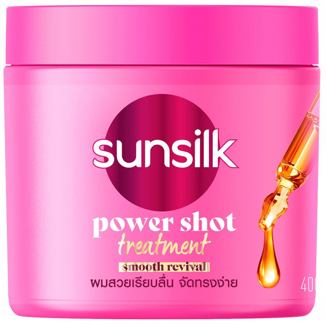 태국 썬실크(Sunsilk) 파워샷 헤어트리트먼트 핑크색 Smooth Revival, 3개, 400ml