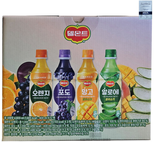 델몬트 주스 버라이어티팩 400ML X 12개(손소독젤2ml증정), 1개
