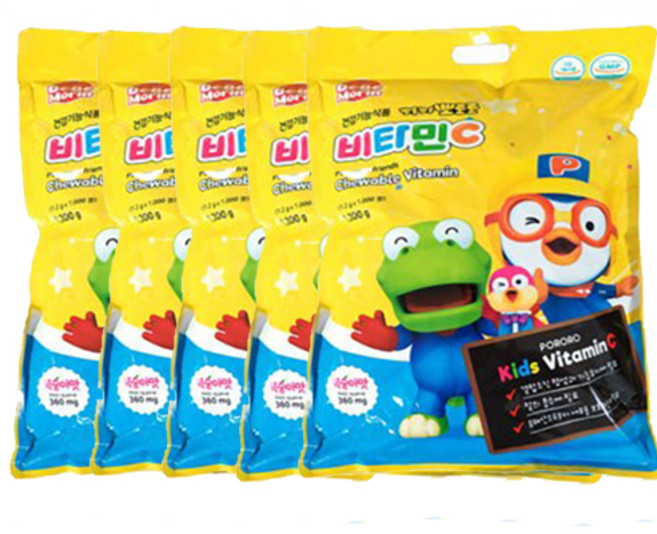뽀로로 복숭아맛 유아 비타민C, 1000정, 5개