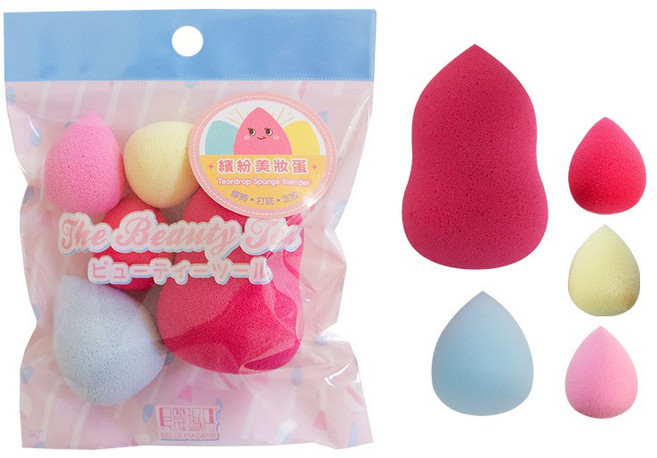 貝麗瑪丹 SB-34 水水美妝蛋 乾濕兩用化妝海綿粉撲5入組, 1個