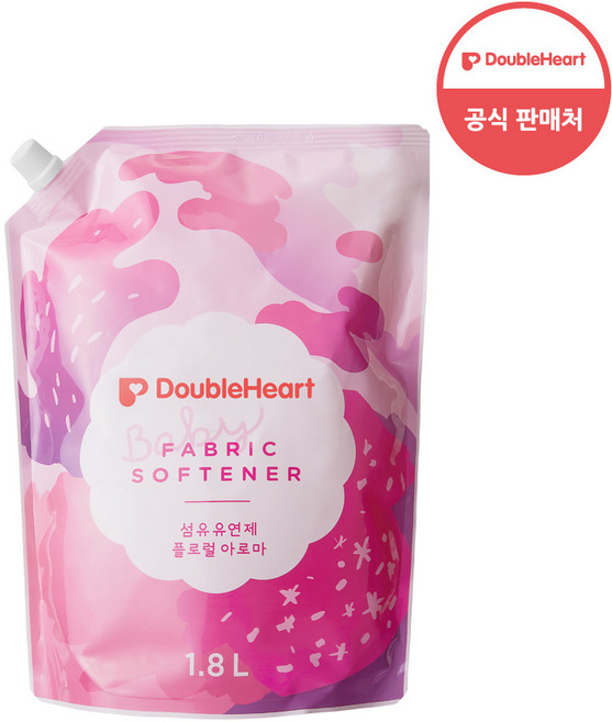 더블하트 유아 섬유유연제 플로럴아로마 리필, 1.8L, 4개