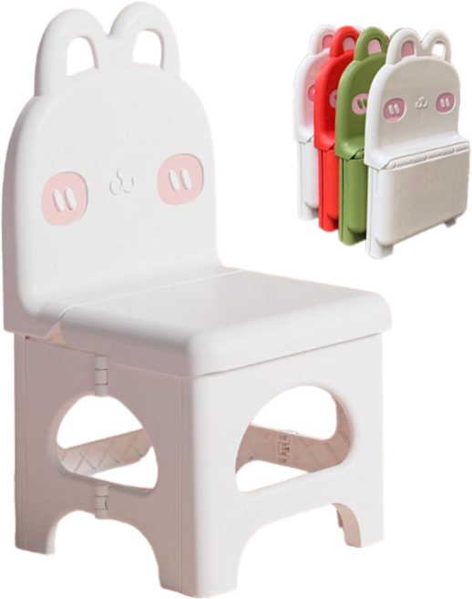 단쵸 아기 의자 어린이 캠핑 의자 유아 휴대용 체어 접이식 폴딩 키즈 토끼 공룡 경량, 1개, 토끼 화이트